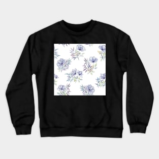 Purple roses romantic watercolor bouquets. Translucent spring flowers composition Crewneck Sweatshirt